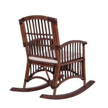 Swayze Bohemian Farmhouse Woven Rattan/Wood Rocking Chair - JONATHAN Y